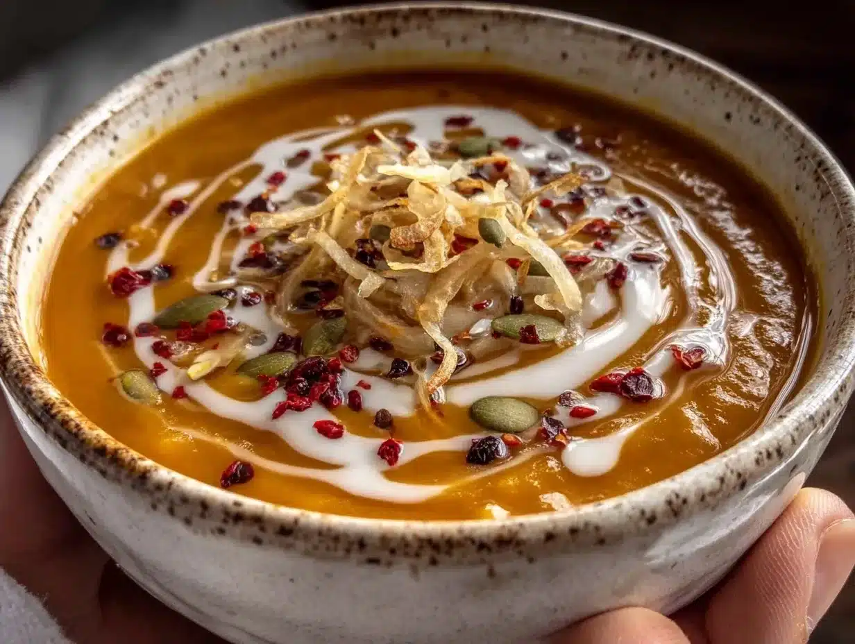 Cremige Kürbissuppe mit Kokosmilch und Ingwer: 5 Min. Rezept 4 Cremige Kürbissuppe mit Kokosmilch und Ingwer preparation steps