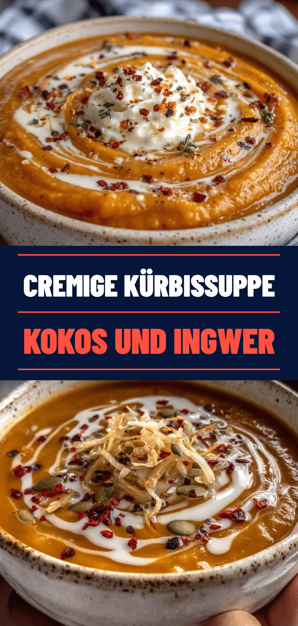 Cremige Kürbissuppe mit Kokosmilch und Ingwer: 5 Min. Rezept 5 Cremige Kürbissuppe mit Kokosmilch und Ingwer recipe