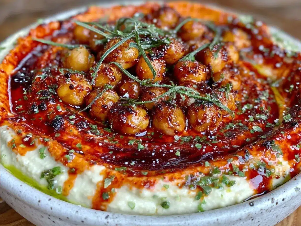 Cremiger Hummus mit geröstetem Paprika: 5 Min. Einfach 4 cremiger Hummus mit geröstetem Paprika preparation steps