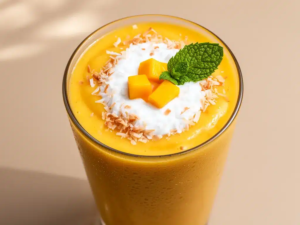 Cremiger Veganer Mango Smoothie mit Kokosmilch: 5 Min. Easy Rezept 4 cremiger veganer Mango Smoothie mit Kokosmilch preparation steps