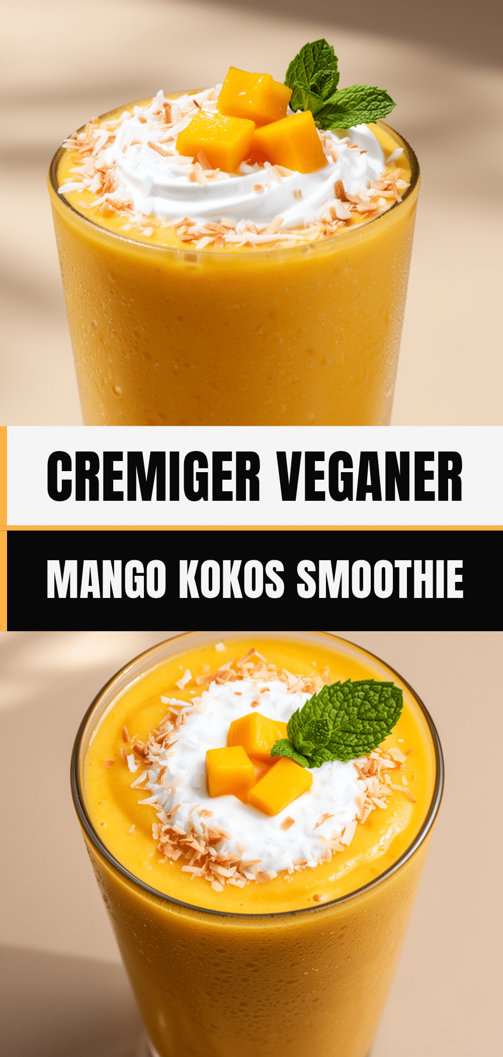Cremiger Veganer Mango Smoothie mit Kokosmilch: 5 Min. Easy Rezept 5 cremiger veganer Mango Smoothie mit Kokosmilch recipe