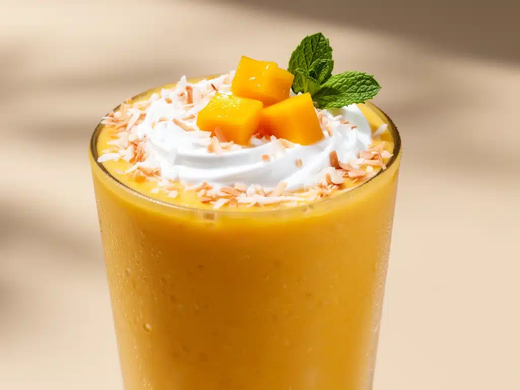 cremiger veganer Mango Smoothie mit Kokosmilch - featured image