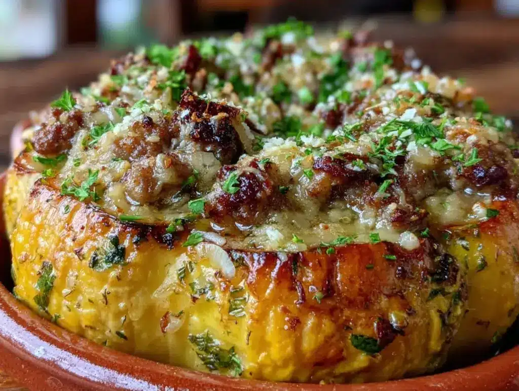 Gefüllter Hokkaido-Kürbis mit Hackfleisch - featured image