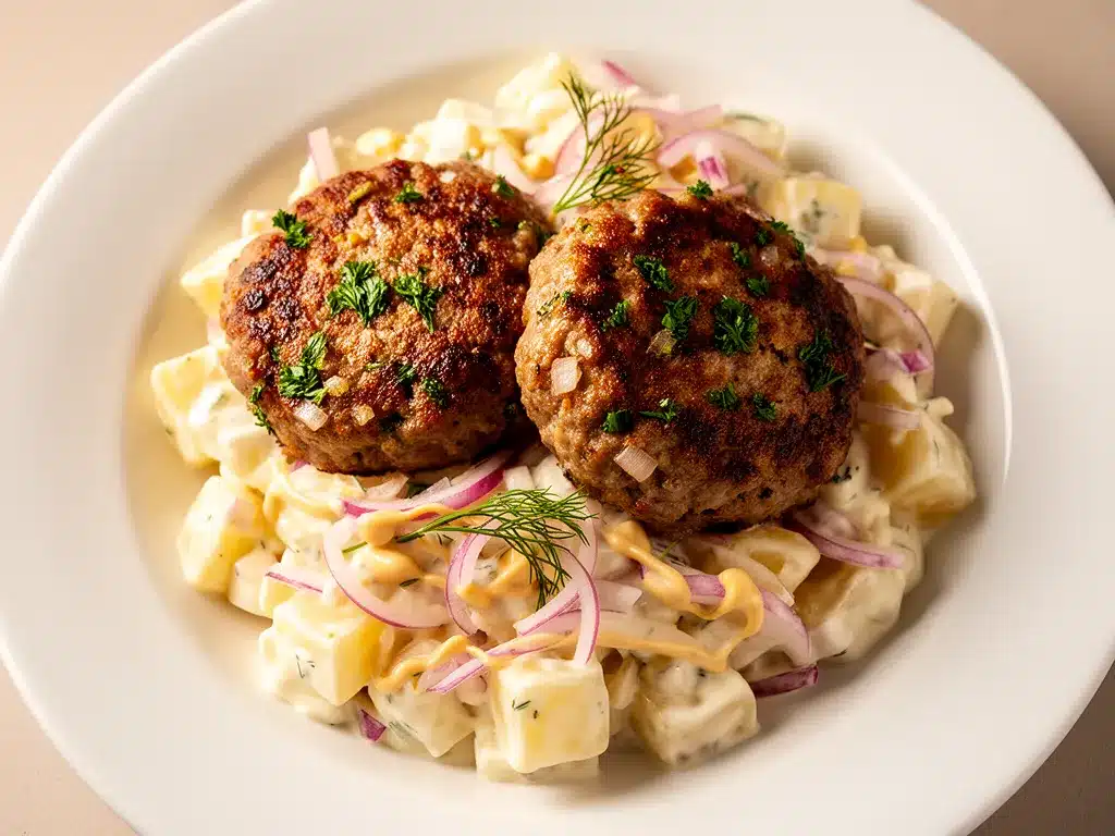 Klassische Frikadellen mit Kartoffelsalat: Leckeres Rezept in 30 Min 4 Klassische Frikadellen mit Kartoffelsalat preparation steps