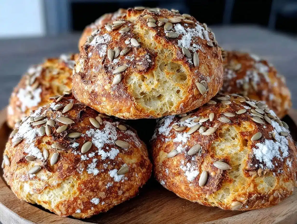 Knusprige Dinkelbrötchen mit Sonnenblumenkernen: 3-Step Rezept 4 Knusprige Dinkelbrötchen mit Sonnenblumenkernen preparation steps
