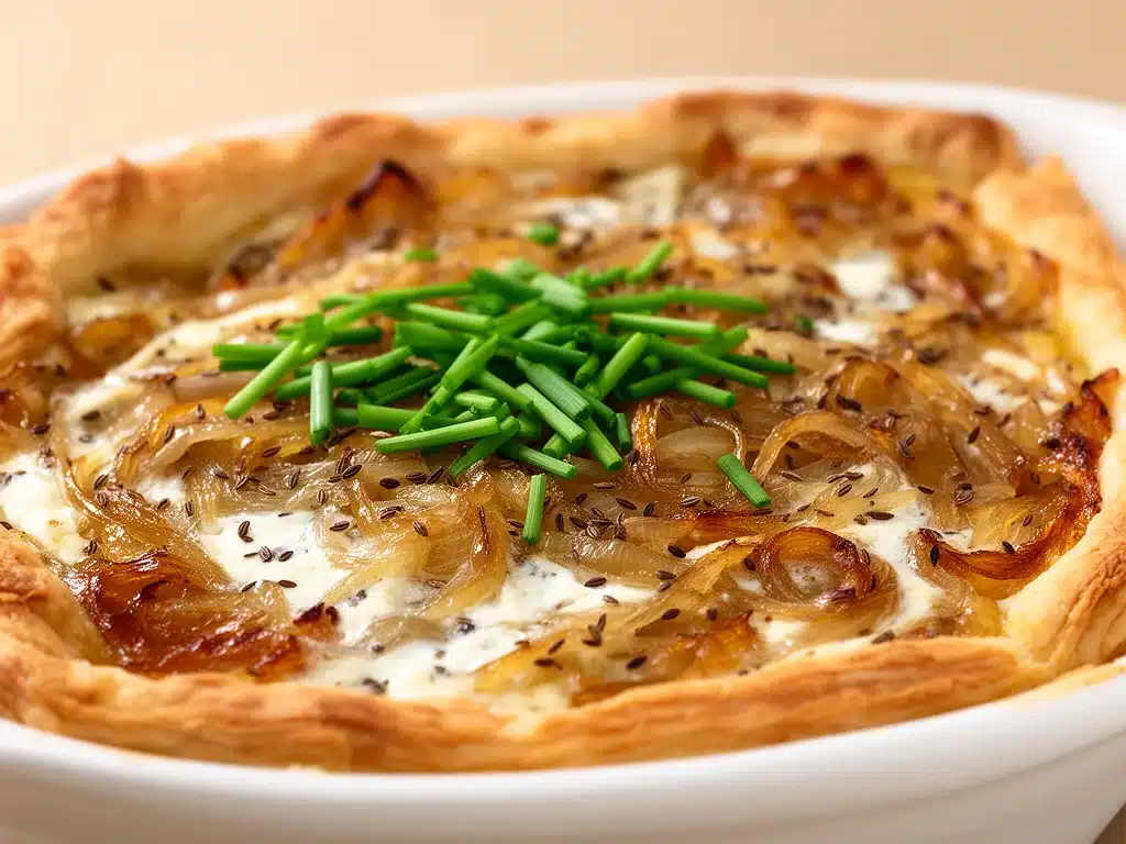 knuspriger Zwiebelkuchen mit Kümmel - featured image