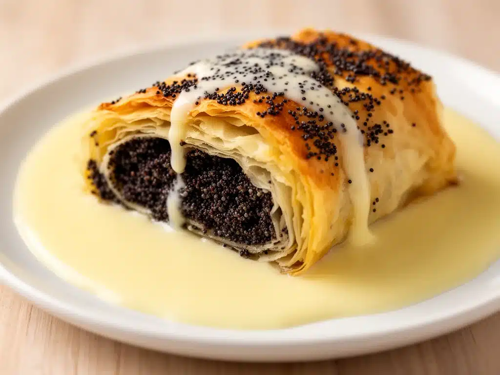 Mohnstrudel mit Vanillesauce - featured image