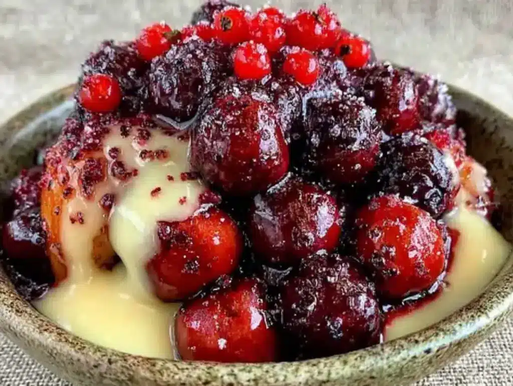 Rote Grütze mit Vanillesauce - featured image