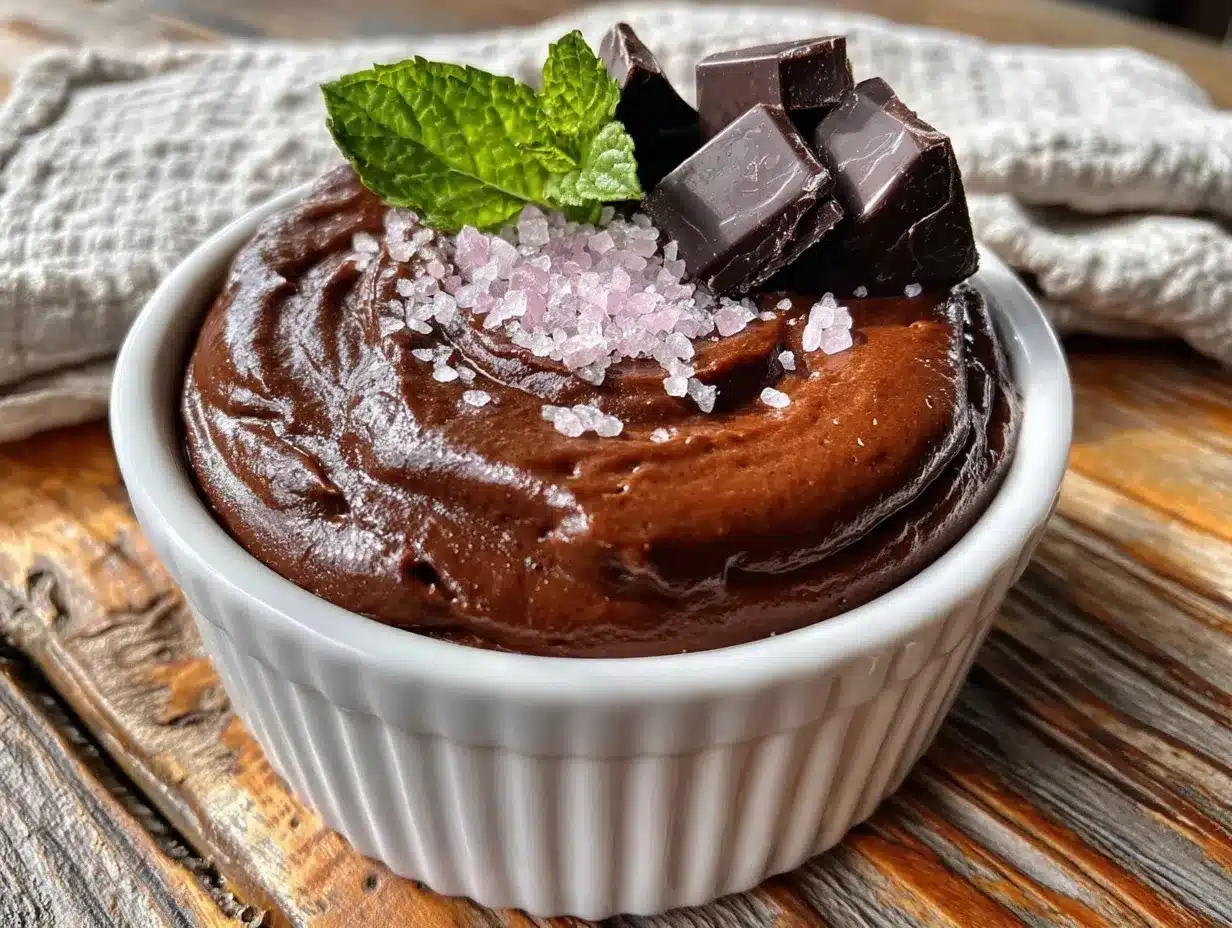 Schokoladen-Mousse mit Meersalz: 5 Min. Perfektes Dessert 4 Schokoladen-Mousse mit Meersalz preparation steps