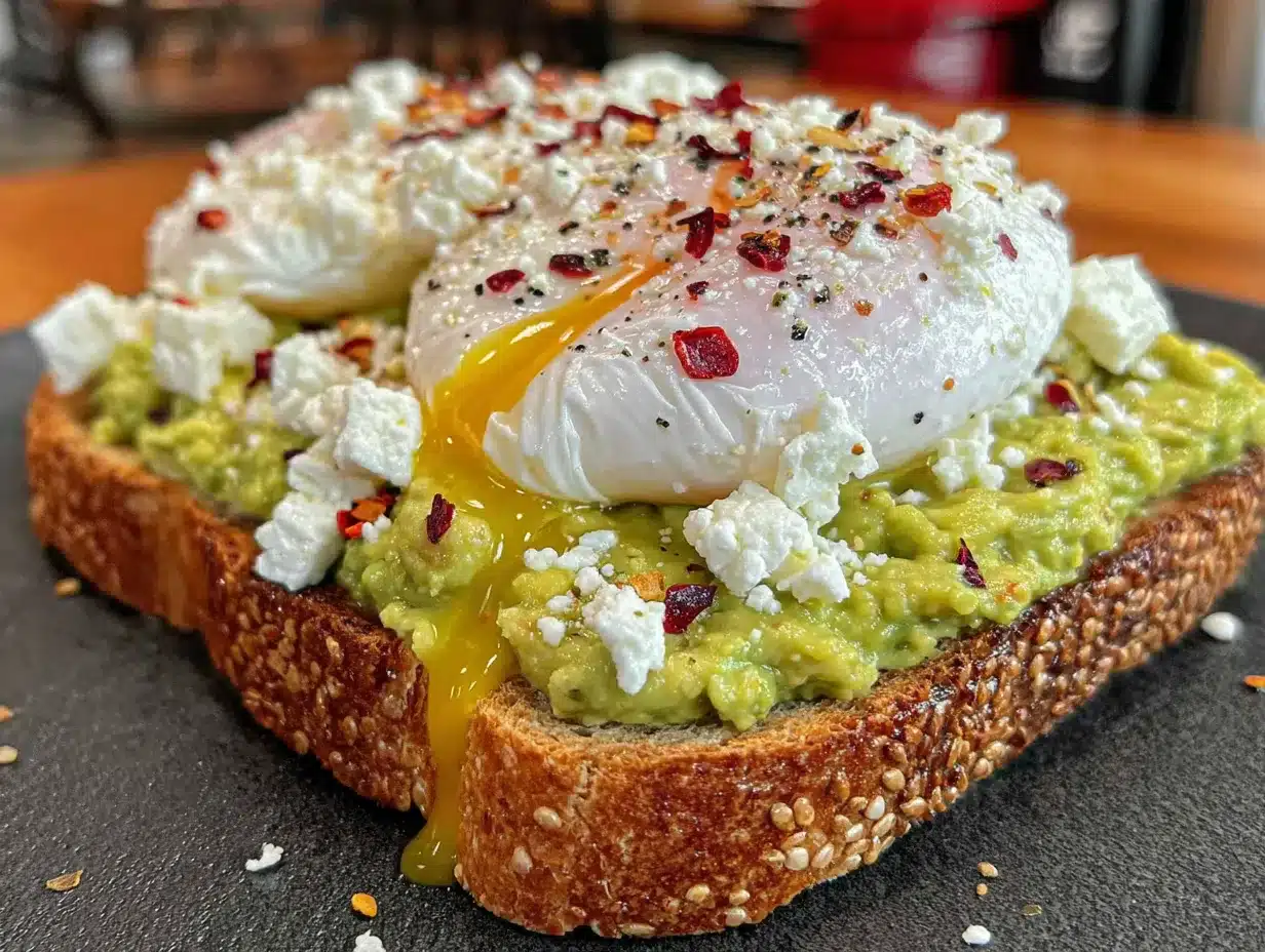 Avocado-Toast mit pochiertem Ei und Feta: Sanfte Selbstfürsorge 4 Avocado-Toast mit pochiertem Ei und Feta preparation steps