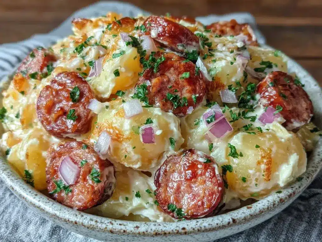 Heiligabend Kartoffelsalat mit Würstchen vom Grill - featured image