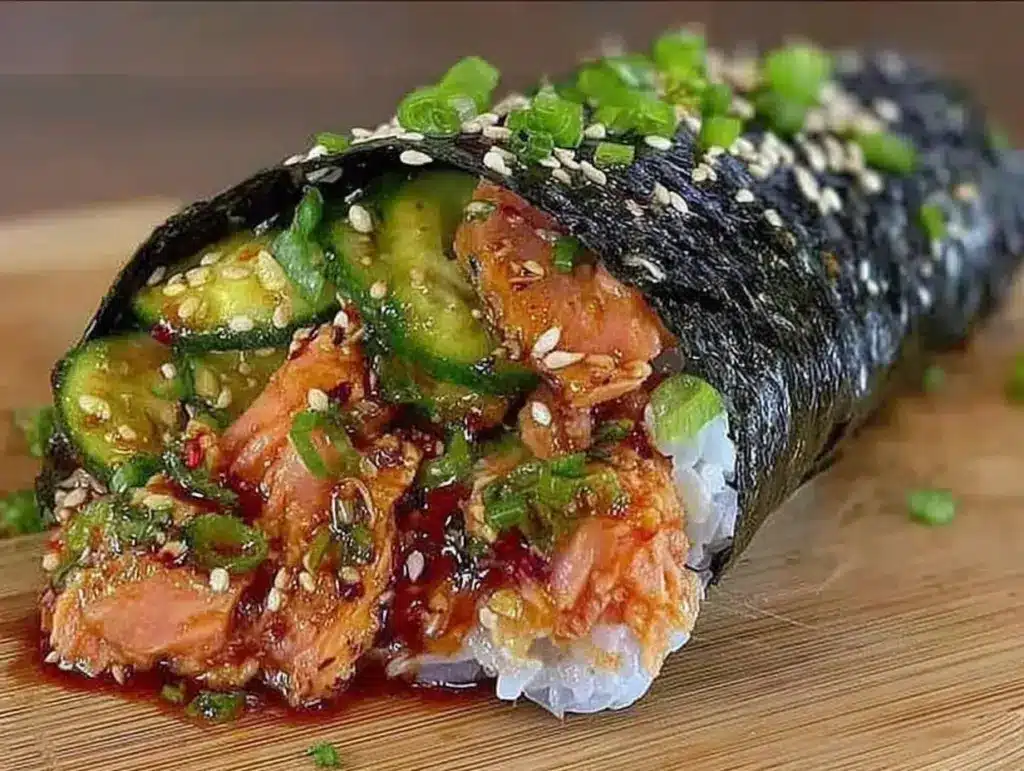 Sushi-Burrito mit Lachs und Gurke - featured image